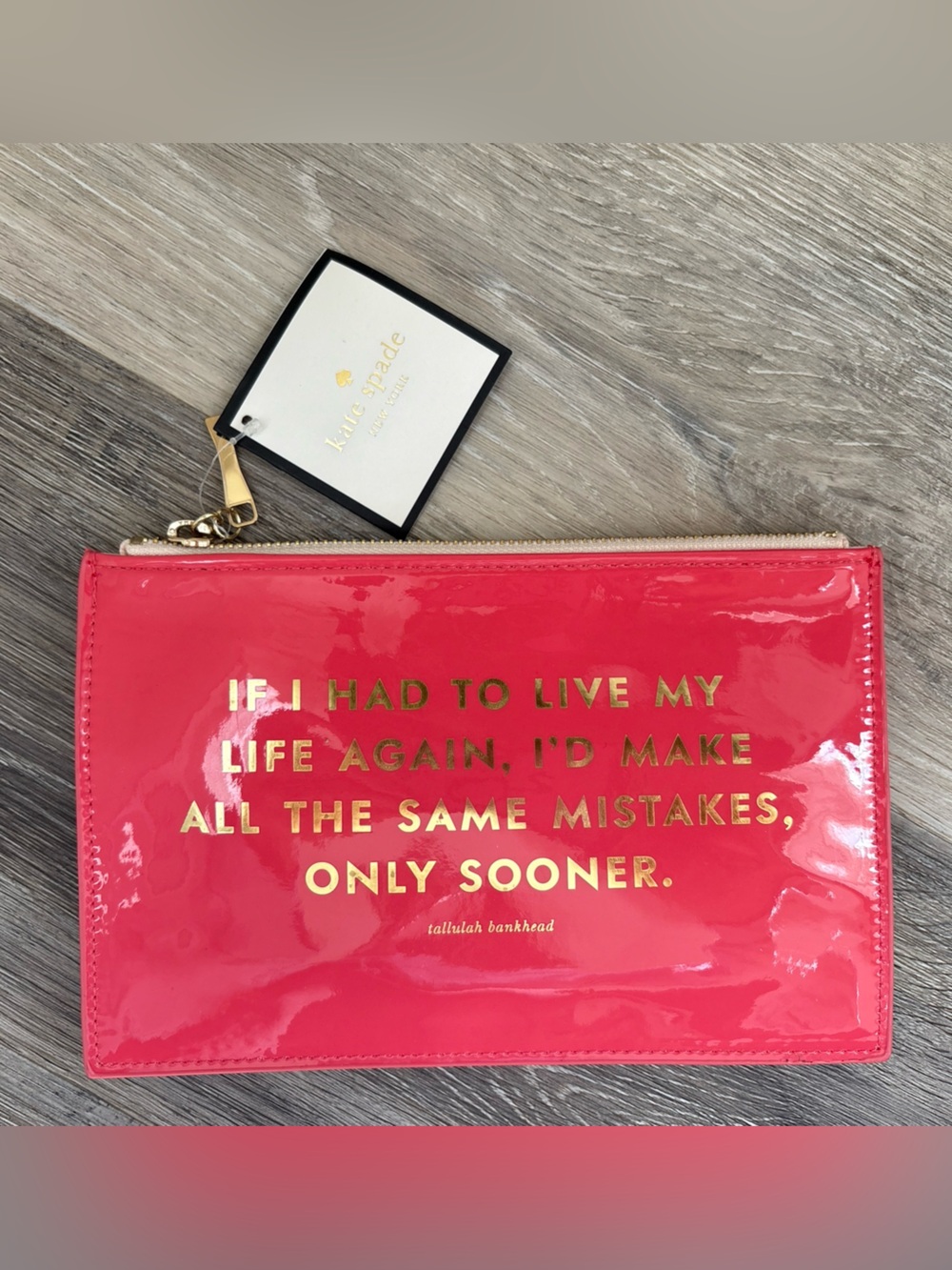 NWT Kate Spade Coral Pink Same Mistakes Pencil Pouch Pencils Eraser Sharpener
